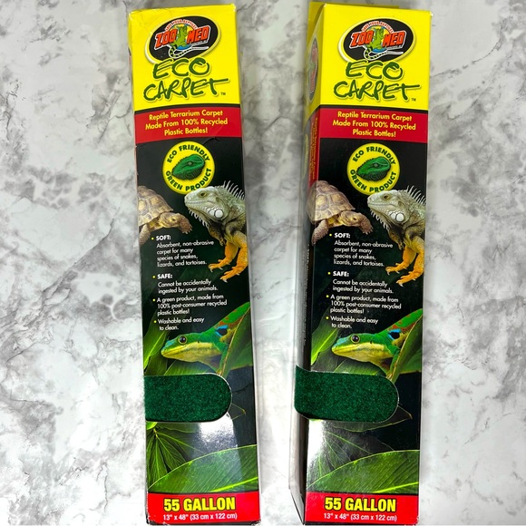 2 ZooMed Carpets 55 Gallons Green Eco Terrarium Pets Reptiles Snakes Lizards NIB - Picture 1 of 4